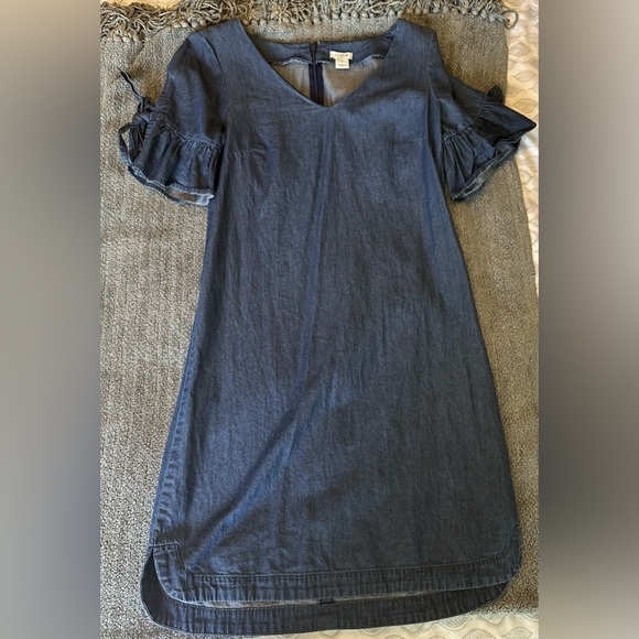 J Crew Chambray Short Bell Sleeve Shift Mini Dress size XXS - Picture 7 of 9